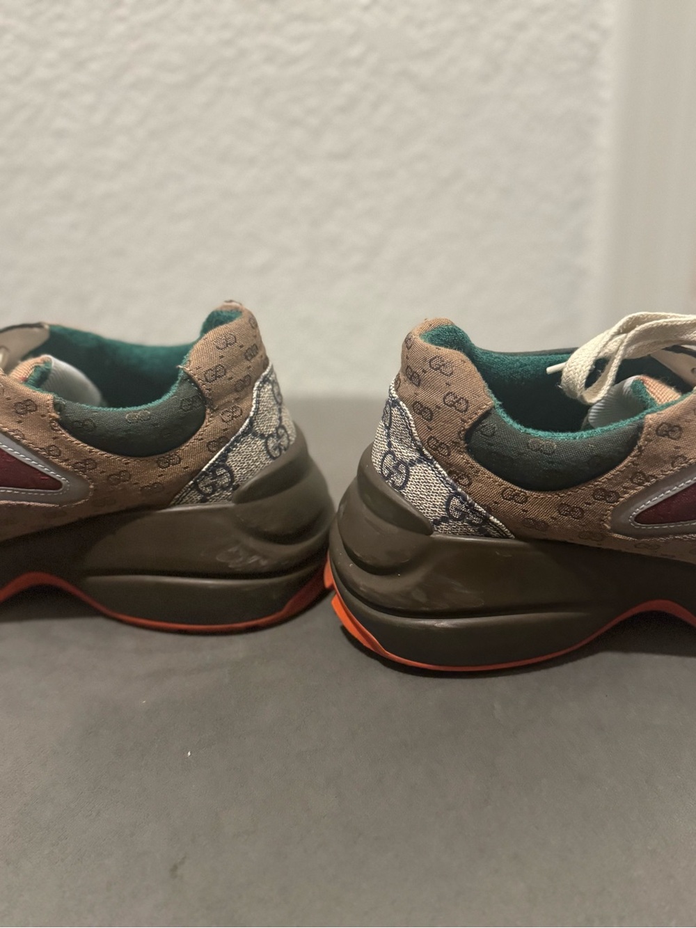 Gucci Multicolor GG Monogram Runner Sneakers - Burgundy, Beige, Teal, Orange - Picture 4 of 9